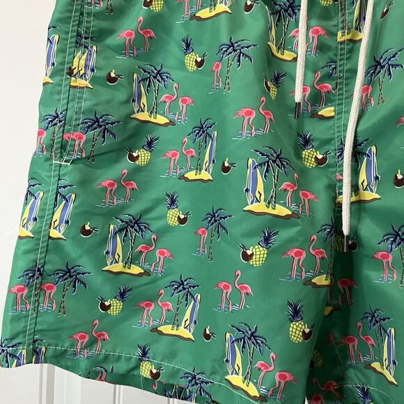 Polo Ralph Lauren Shorts Mens XL Green Swim Trunks Pockets Surf Flamingo Beach - Picture 2 of 9